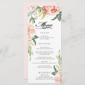 Menu de Mariage de pivoine rose pâle (Devant / Derrière)