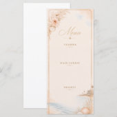 Menu de mariage de plage à l'aquarelle modifiable (Devant / Derrière)