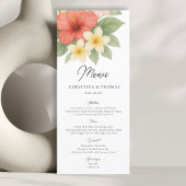 Menu de mariage de plage d'aquarelle tropicale