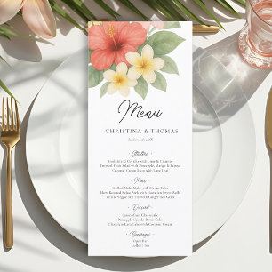 Menu de mariage de plage d'aquarelle tropicale