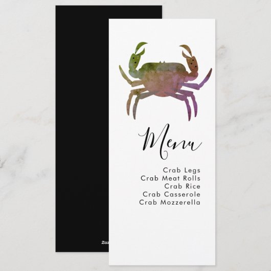 Menu de mariage de plage de fruits de mer Crab Boi (Devant / Derrière)