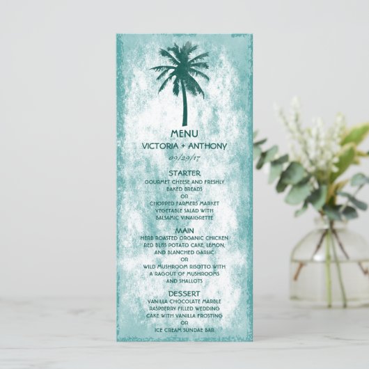 Menu de mariage de plage de palmier tropical (Debout devant)