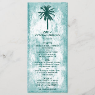 Menu de mariage de plage de palmier tropical