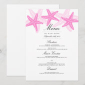 Menu de mariage de plage du Pink Starfish Dinner (Devant / Derrière)
