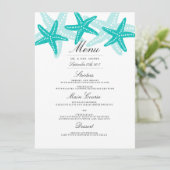 Menu de mariage de plage Teal Starfish Dinner (Debout devant)