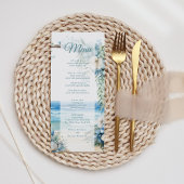 Menu de mariage de plage tropicale à arche bleu aq