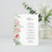 Menu de mariage de printemps floral aquarelle à bu (Debout devant)
