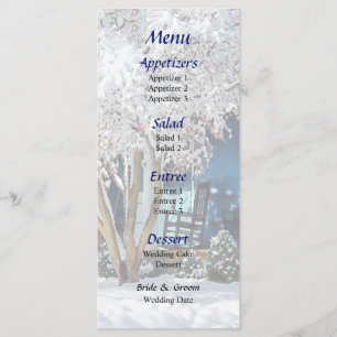 Menu de mariage de rocking-chair sur le porche en 