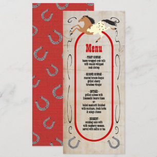 Menu de mariage de rodéo western rustique
