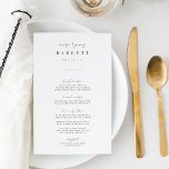 Menu de Mariage de script manuscrit minimal modern<br><div class="desc">Conçu pour correspondre à nos invitations de mariage en ligne. Une belle conception typographique à l'atmosphère minimaliste,  avec un script manuscrit noir de cendre moderne et des lettres serif classiques. Personnalisez avec vos éléments de menu à l'aide de huit champs de texte personnalisés.</div>