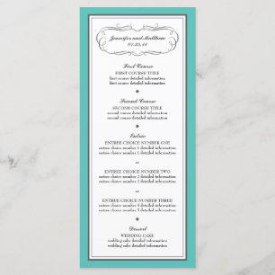 Menu de mariage de smoking dans la turquoise et le