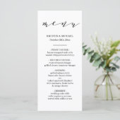 Menu de mariage de typographie de manuscrit (Debout devant)
