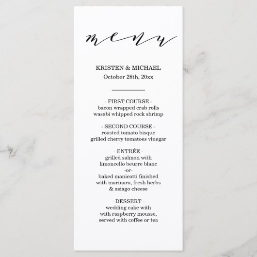 Menu de mariage de typographie de manuscrit (Devant)