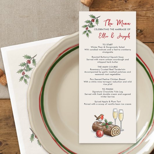Menu de mariage de vacances de journal de Yule fan