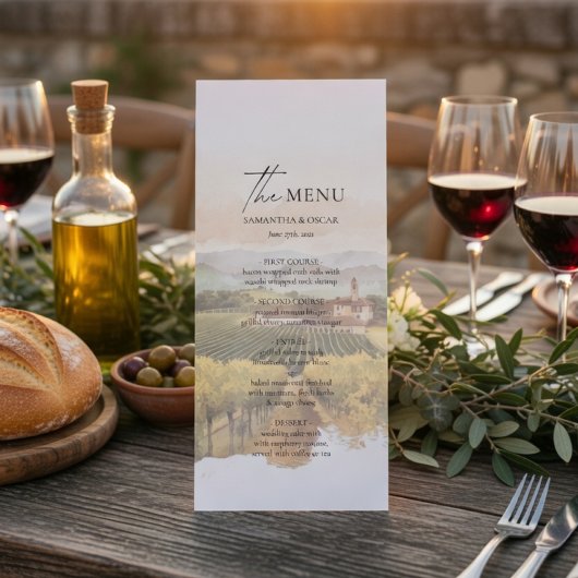 Menu de mariage de vignoble toscan | Campagne ital