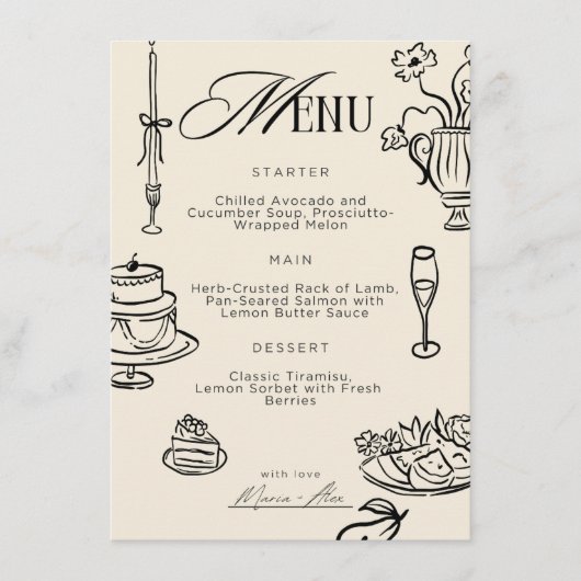 Menu de mariage décoratif – Célébration élégante b (Devant)