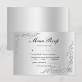 Menu de mariage Décoration Argentée RSVP (Devant / Derrière)