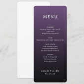 Menu de mariage dégradé violet élégant (Devant / Derrière)