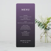 Menu de mariage dégradé violet élégant (Debout devant)