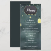 Menu de mariage d'été sous les étoiles dans des po (Devant / Derrière)