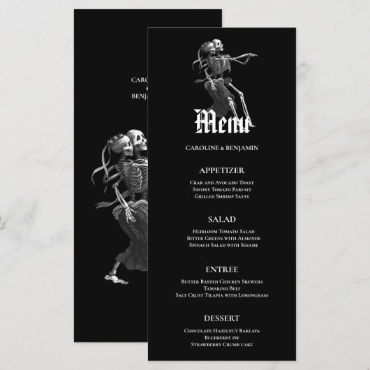 Menu de mariage d'Halloween élégant (Devant / Derrière)
