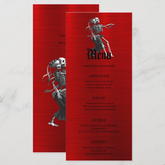 Menu de mariage d'Halloween élégant (Devant / Derrière)