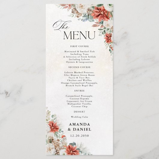 Menu de mariage d'hiver (Devant)