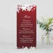 menu de mariage d'hiver des flocons rouges (Debout devant)