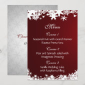 menu de mariage d'hiver des flocons rouges (Devant / Derrière)