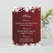 menu de mariage d'hiver des flocons rouges (Debout devant)
