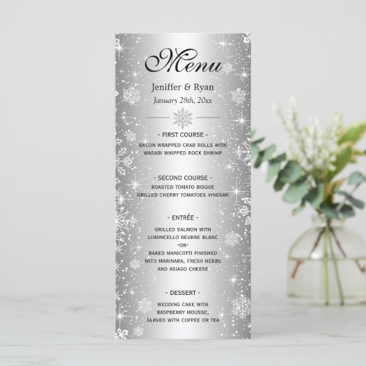 Menu de mariage d'hiver élégant (Debout devant)