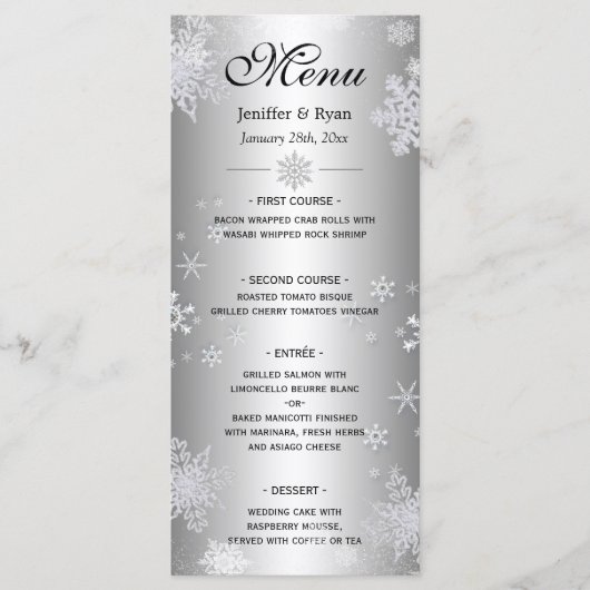 Menu de mariage d'hiver élégant (Devant)
