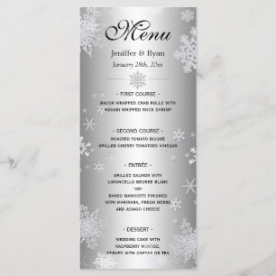 Menu de mariage d'hiver élégant