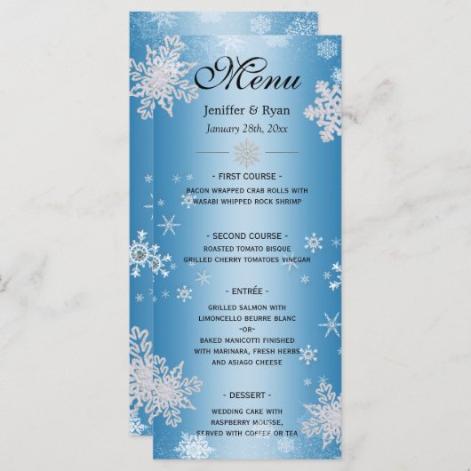 Menu de mariage d'hiver élégant (Devant / Derrière)