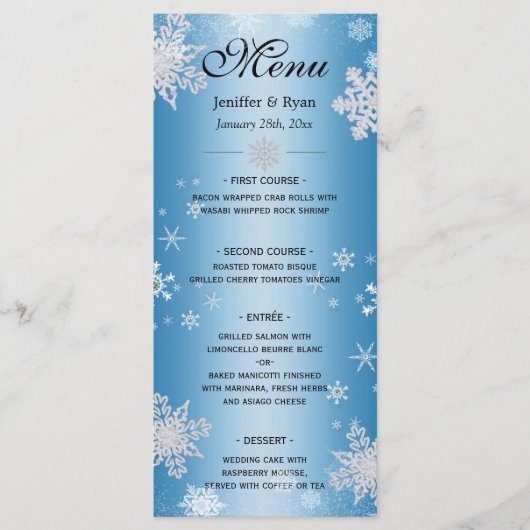 Menu de mariage d'hiver élégant (Devant)