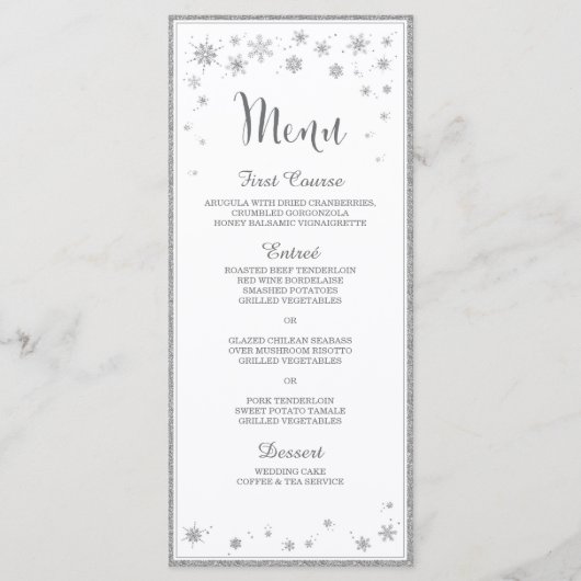 Menu de mariage d'hiver / Menu Mariage de flocon d (Devant)