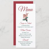 Menu de mariage d'hiver Reindeer de Noël Flore rou (Devant / Derrière)