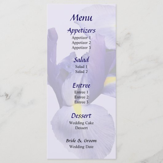Menu de mariage du groupe des Iris japonais (Devant)