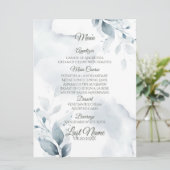 Menu de mariage | Dusty Turquoise Botanical Menu (Debout devant)