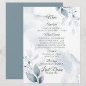 Menu de mariage | Dusty Turquoise Botanical Menu (Devant / Derrière)