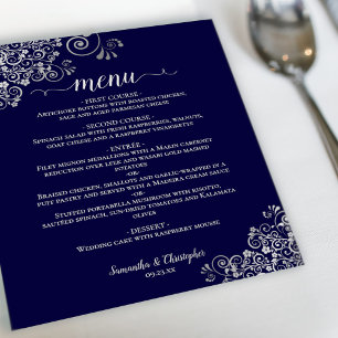 Menu de mariage économique avec Argent Orné sur Fo