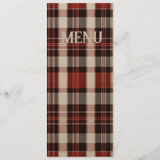 Menu de Mariage écossais blanc, noir et rouge