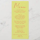 Menu de mariage écrit à la main rétro vert orange (Devant)