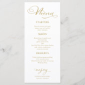 Menu de mariage écriture élégante à dorure or foil (Devant)