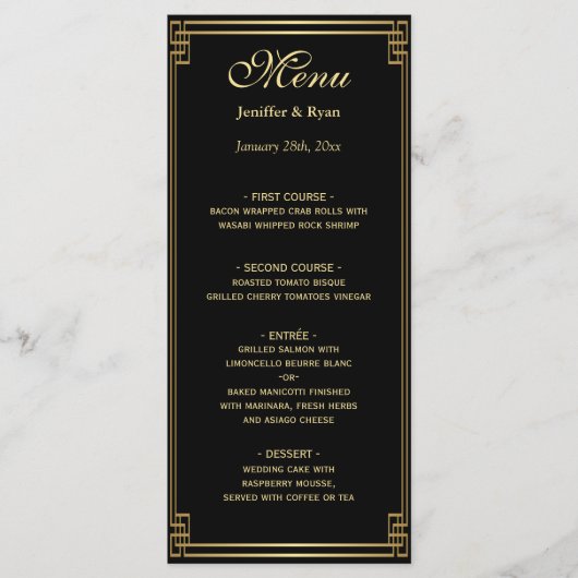 Menu de mariage élégant (Devant)