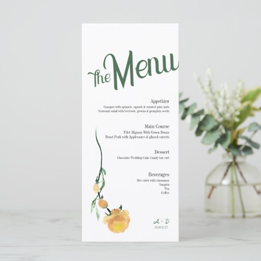 Menu de mariage élégant (Debout devant)