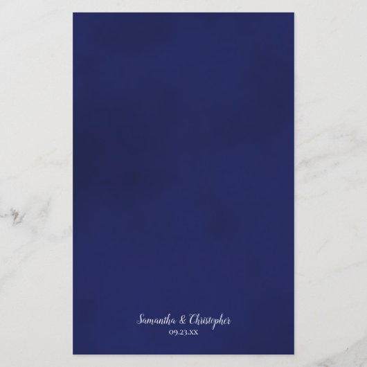 Menu de mariage élégant à budget avec rose bleu ma (Dos)