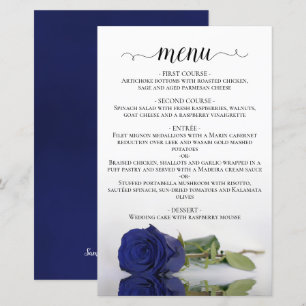 Menu de mariage élégant à budget avec rose bleu ma