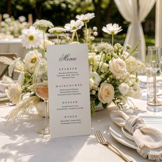 Menu de mariage élégant à l'ancienne