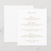 Menu de mariage élégant à l'ancienne avec or (Devant / Derrière)